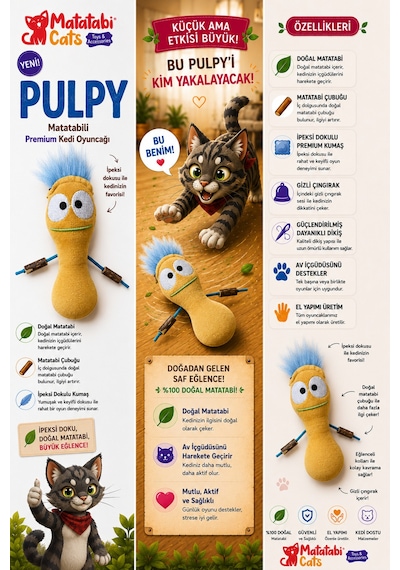 Pulpy Matatabili Çıngıraklı,sesli Kedi Oyuncağı