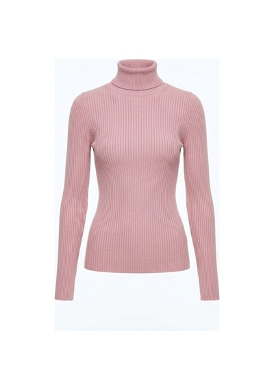 Onno Style Women Fitilli Balıkcı Yaka Basic Kazak Pudra Pembe