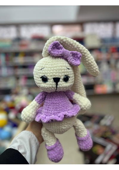 Amigurami Uzun Kulaklı Tavşan Beyaz - Mor