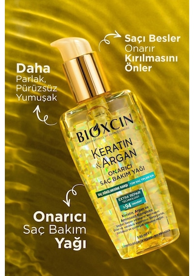 Bioxcin Keratin & Argan Onarıcı Şampuan300 ml + Kertin Argan Saç Bakım Yağı