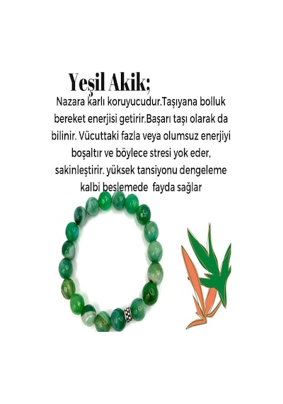 Yeşil Akik Doğal Taş Bileklik Çok Renkli