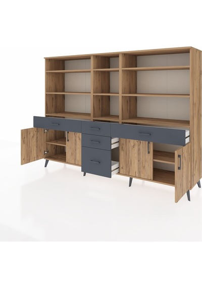 Hyperion Dolap 11 Raflı 5 Çekmeceli 4 Kapaklı 220x44x163 Çam-çam/ Çam-çam/antrasit Hyperion Dolap 11 Raflı 5 Çekmeceli 4 Kapaklı 220x44x163 Çam-çam/ Çam-çam/antrasit