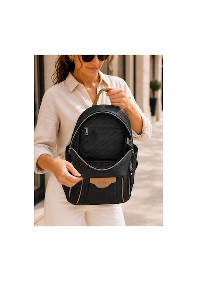 Just Polo Kadın Günlük Kullanıma Uygun Çok Bölmeli Sırt Çantası Ebat : 30 X 25 Cm Shopper Siyah Camel