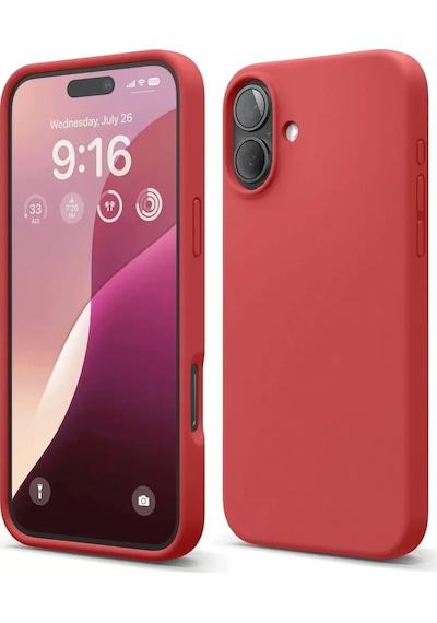 Newface Apple İphone 16 Plus Kılıf Nano İçi Kadife Silikon - Kırmızı