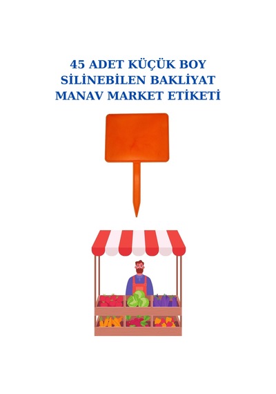 Yaz Sil Küçük Boy Sapla Bakliyat Etiketliği 45 Adet Manav Pazarcı Etiketi 002 Turuncu