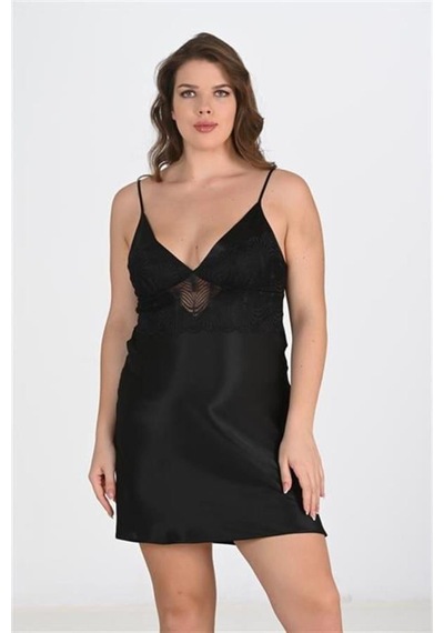Modenya Premium Büyük Beden Saten Dantel İşlemeli Siyah 2'li Gecelik Sabahlık Takımı Bigsize 2xl Modenya Premium Büyük Beden Saten Dantel İşlemeli Siyah 2'li Gecelik Sabahlık Takımı Bigsize 2xl