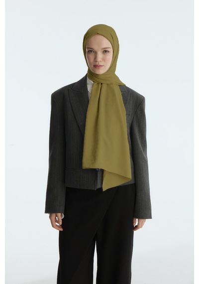 Mirsoy Scarf İpeksi Jakar Şal Mira Desen Yağ Yeşili