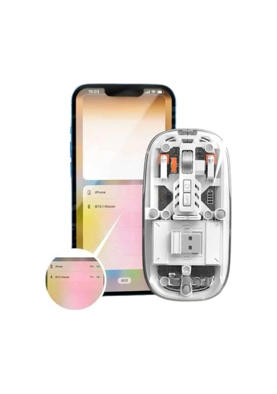 Mey Najmaddin Mouse Fare Kablosuz Mouse Fare Şarjlı Bluetooth Sessiz 5 Tuşlu Şeffaf Najmaddin Belirtilmemiş