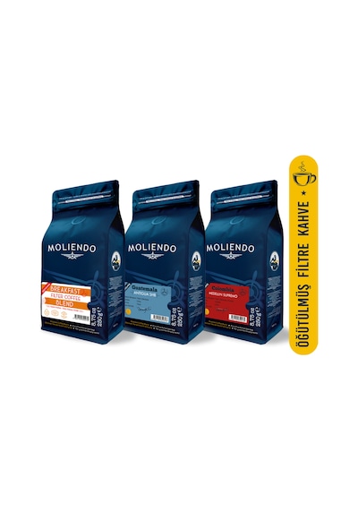 Moliendo Popüler Öğütülmüş Filtre Kahve Avantaj Paketi 3 x 250 G