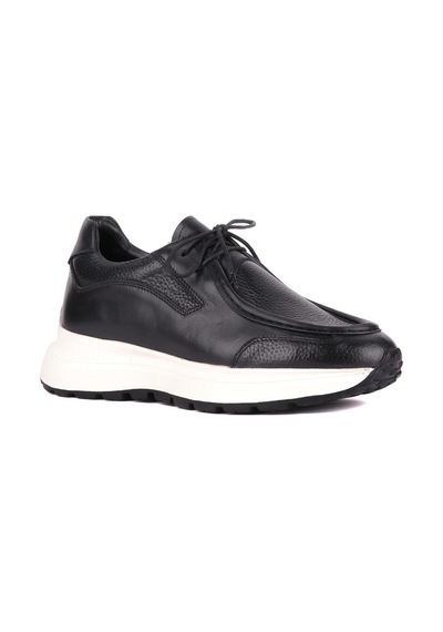 Shoetyle - Siyah Hakiki Deri Bağcıklı Erkek Günlük Ayakkabı 115-k525-1322 Siyah