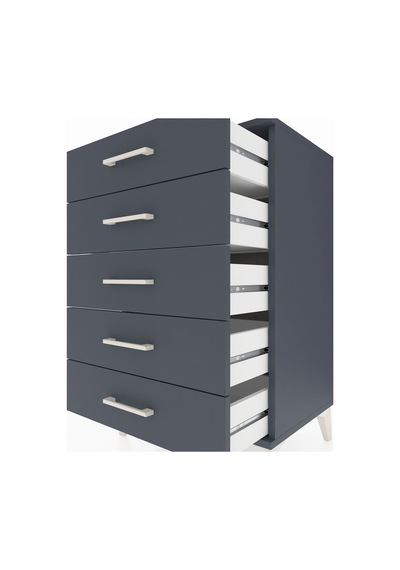 Hyperion Komodin 5 Çekmeceli 60x44x96 Antrasit-antrasit Antrasit