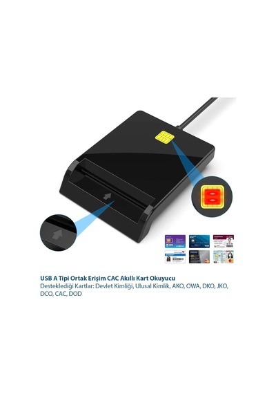 Tr Usb-a Cac Akıllı Kart Okuyucu, Sım Ve Kimlik Kartı Destekli