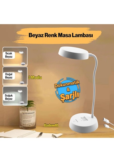 Şarjlı Akrobat 360 Masa Üstü Lamba 3 Kademe Dokunmatik Çalışma Okuma Işığı Gece Lambası Soft Işık Diğer