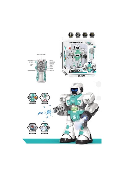 Uzaktan Kumandalı Robot Oyuncak, Işıklı Sesli, Duman Ve Su Balonu Atan, 27.4 Cm