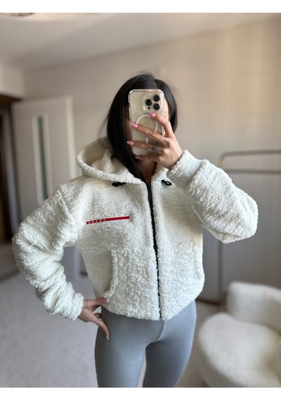 Moystore Prdd Peluş Yumoş Kısa Mont Beyaz