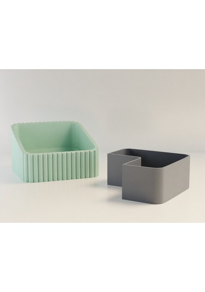 3d Baskı Fıstık Kasesi - Çift Hazneli Kabuk Ayırıcı Sunum Kasesi - Mint Gri Diğer