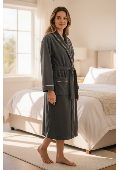 % 100 Pamuklu Laodikeia Kimono Bornoz Unisex Kadın Erkek Gri