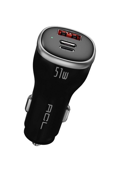 Ac-105 51w Süper Hızlı Araç Şarj Cihazı Dahili Lightning Kablolu + Pd 30w Usb-c Ve Qc 18w Usb-a