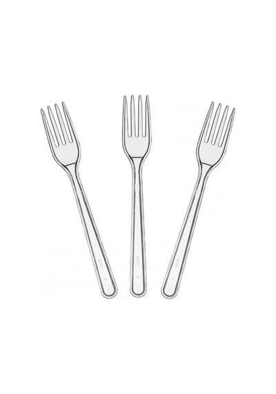 Plastik Çatal 100 Lü Paket Şeffaf