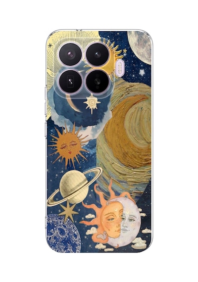 Xiaomi 17t Pro Uyumlu Güneş Ve Ay Evren Tasarımlı Baskılı Silikon Kılıf