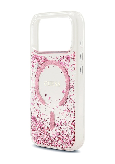 Apple Uyumlu iPhone 17 Pro Kılıf Guess Lisanslı M-safe Şarj Özellikli Transparan Resin Bottom Kapak Pembe Pembe