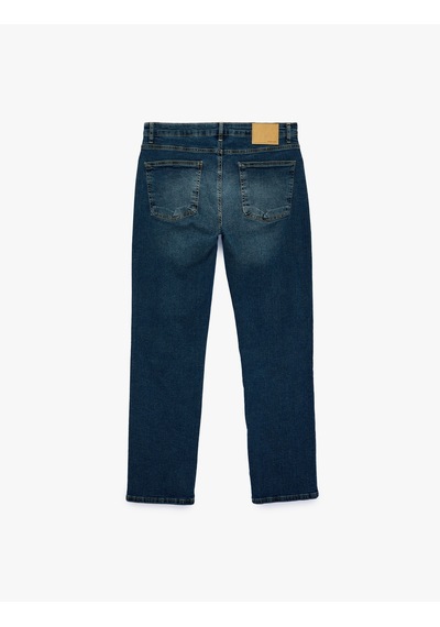 Koton Normal Bel Pamuklu Cepli Slim Fit Jean Pantolon - Brad Jean Orta İndigo 7wam40318nd