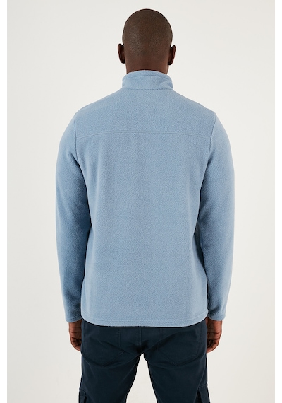 Buratti Slim Fit Yarım Fermuarlı Yumuşak Dokulu Şardonlu Kışlık Erkek Polar 59060011 Koyu Mavi