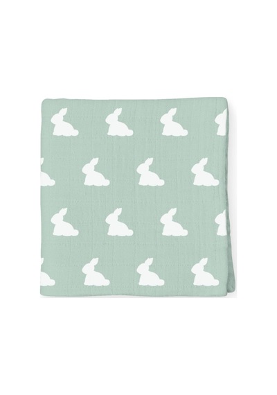 % 100 Pamuk Müslin Bebek Örtüsü - Mono Lapin Matcha Green 70x70 Cm Muslın-ryb-100100