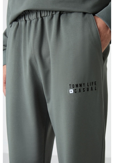 Tommy Life Çağla Casual O Yaka Lastik Paça Pamuklu Erkek Oversize Eşofman Takımı - 85120 Yeşil