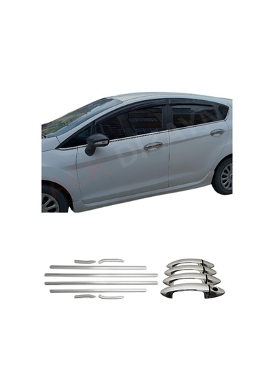 Ford Fiesta 2008-2017 Araca Özel Krom Cam Çıtası + Krom Kapı Kol 2'li Set A+ Paslanmaz Çelik
