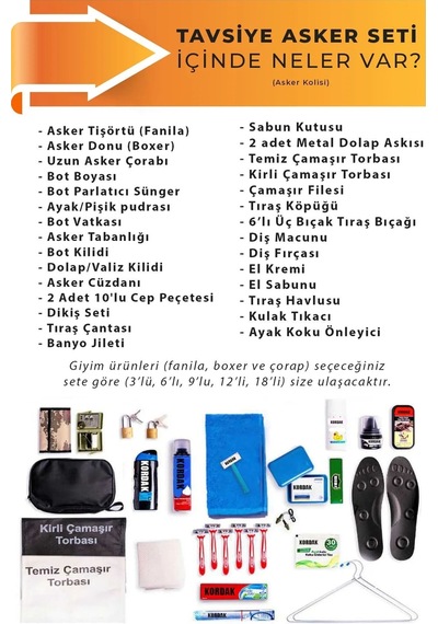 6'lı Denizci Tavsiye Bedelli Askerlik Seti - Hatay İskenderun Bed Beyaz