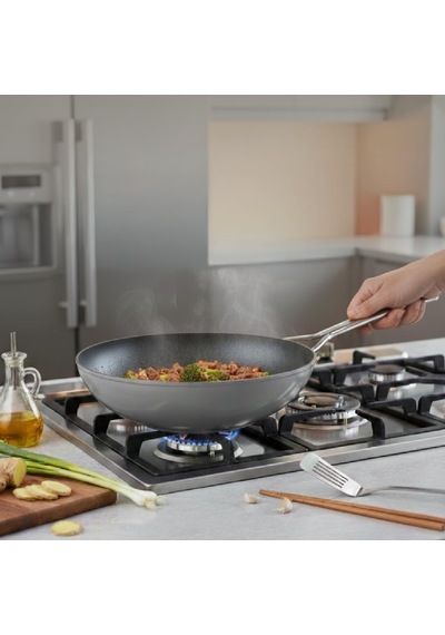 Tr Sera Nova Yanmaz Yapışmaz Seramik Wok Tava 28 Cm Gri Genel
