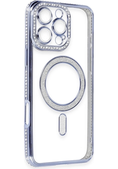 Newface - 559 - Apple iPhone Uyumlu 16 Pro Kılıf Joke Simli Magneticsafe Kılıf - Ece-umay - - Mavi