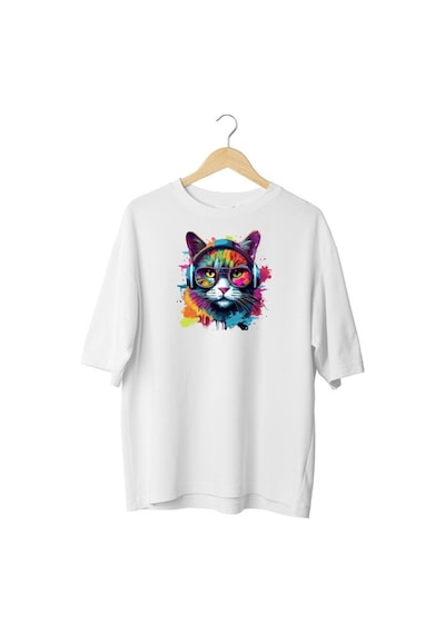 Panda Baskı Tekstil Clubber Oversize Beyaz