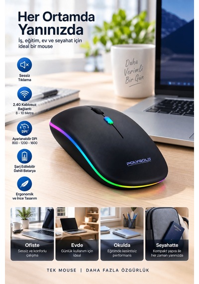 Kablosuz Şarjlı Ergonomik Mouse Pg9009mouse-2 Belirtilmemiş