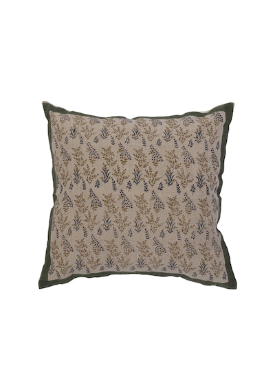 Yargıcı Çiçek Desenli Keten Pamuk Kare Yastık 50x50 Cm 26knht1012c St