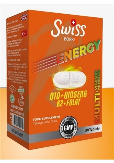 Swiss Bork Energy ( Q10+Ginseng+K2+Folat ) 30 Tablet