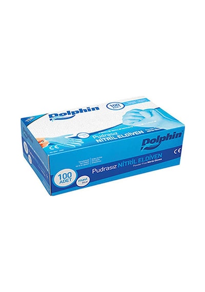 Dolphin Nitril Pudrasız Eldiven Mavi 100'lü