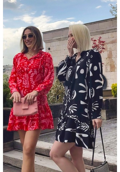 Madmext Beyaz Desenli Kısa Kadın Elbise Mg2429 Beyaz