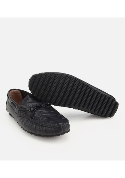 Hotiç Erkek Deri Siyah Kroko Detaylı Günlük Loafer Hotiç Erkek Deri Siyah Kroko Detaylı Günlük Loafer