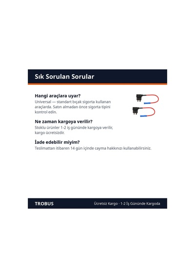 Trobus Fuse Tap Sigorta Çoğaltıcı Standart Bıçak Tipi 2 Adet Diğer