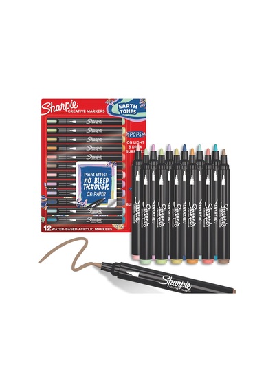 Sharpie Acrylic Paint Markers Earth Tones 12'li Yuvarlak Uç Akrilik Markör Kalem Seti / 2213421