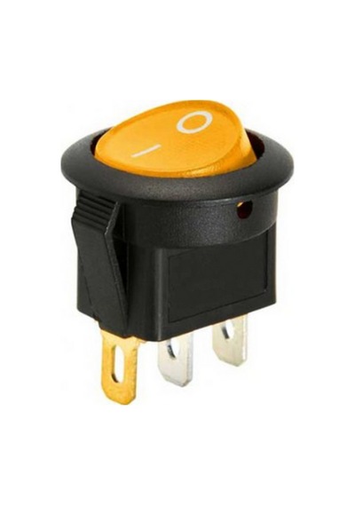 Yuvarlak Işıklı On-off Anahtar 12v Sarı 3 Pinli Yuvarlak Işıklı Switch 5 Adet