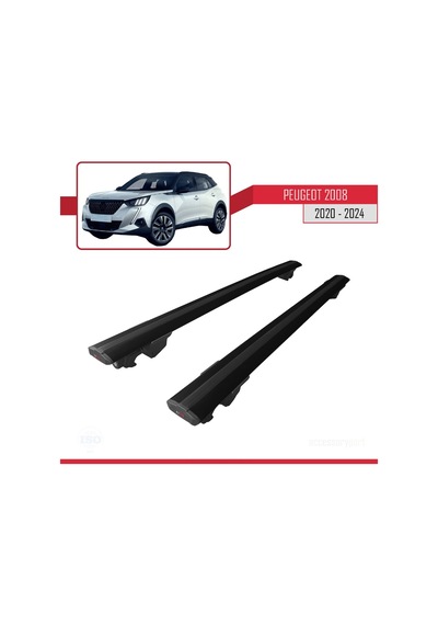 Peugeot 2008 2020 Ve Sonrası İle Uyumlu Hook Model Anahtar Kilitli Ara Atkı Tavan Barı Siyah