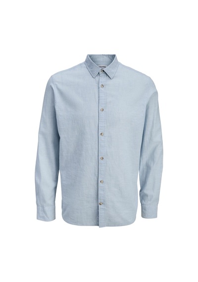 Jack & Jones Jjesummer Linen Blend Erkek Keten Karışımlı Uzun Kollu Gömlek Yazlık Mavi