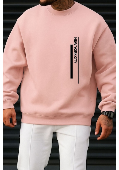 Benroma 3 İplik Penye New York Cıty Baskılı Unisex Sweatshırt Çok Renkli