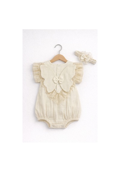 Kardeşler Bebe Müslin Body & Zıbın Fiyonk Detay Bej
