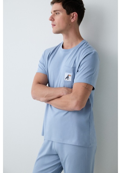 Penti Erkek Bird Mavi Pantolon Pijama Takımı Bl11