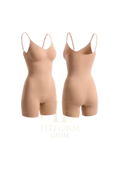 Ff Fit Form Giyim Tam Boy Korse Vücut Askılı Uzun Korse Ten Renk Ten