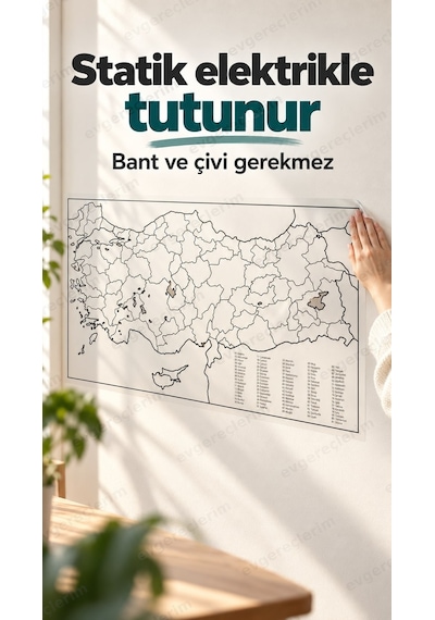 Manyetik Yazılabilir Türkiye Haritası Statik Elektrikli 110x56 Cm 110 x 56 CM